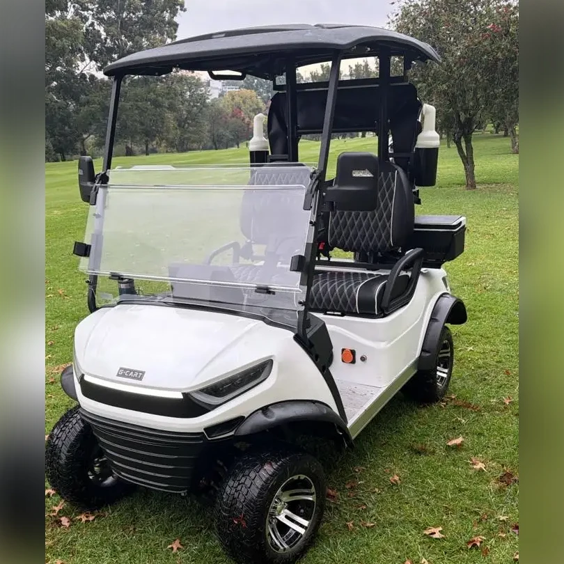 White G-CART A2 Lifted on a golf course on an overcast day