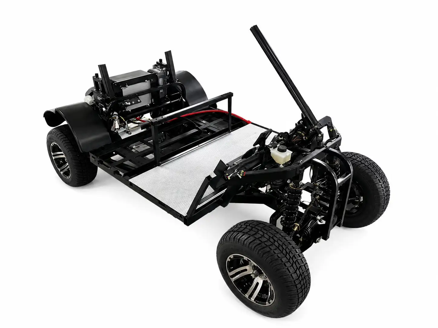 Bare G-CART welded steel chassis with suspension, wheels and steering column